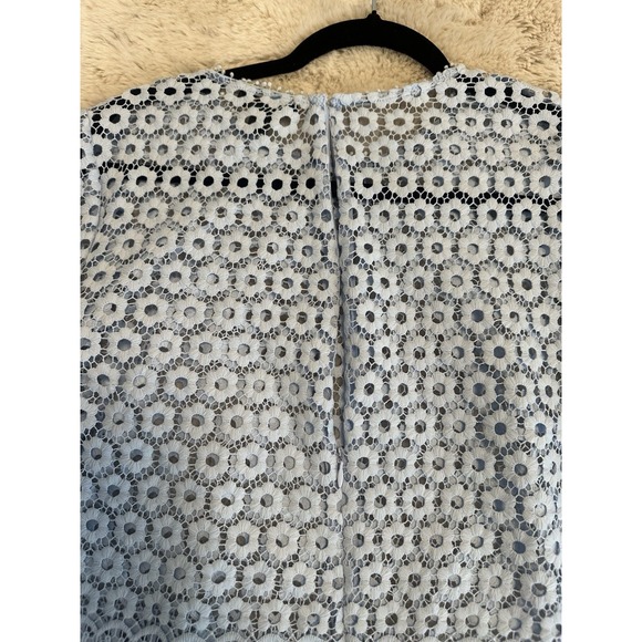 J Crew Daisy Lace Bell Sleeve Top Sz 10 Blue - Picture 12 of 16